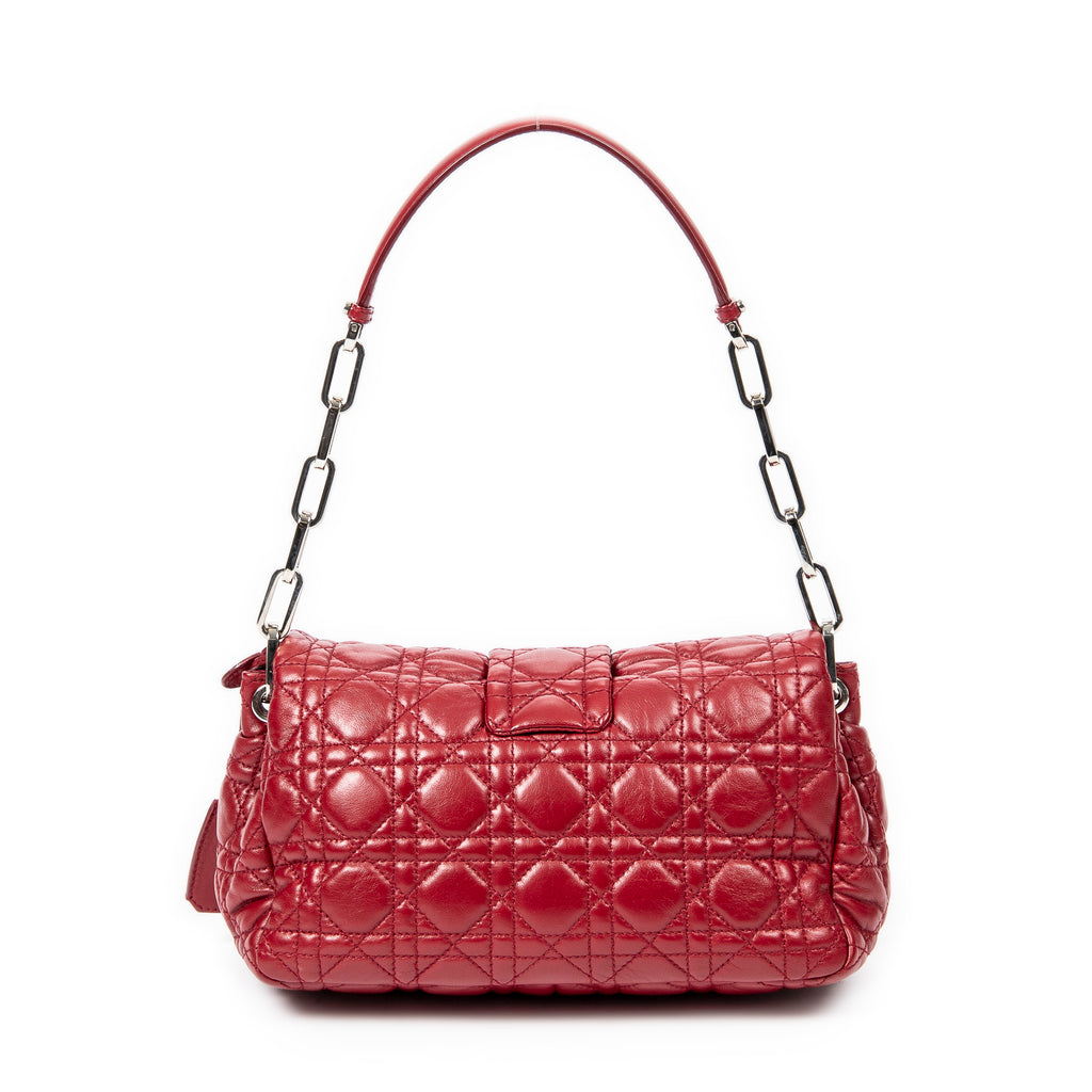 Bolso de hombro New Lock Flap Chain Bag de piel de cordero roja Cannage