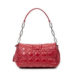 Bolso de hombro New Lock Flap Chain Bag de piel de cordero roja Cannage