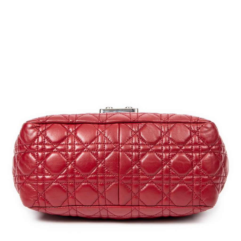 Bolso de hombro New Lock Flap Chain Bag de piel de cordero roja Cannage