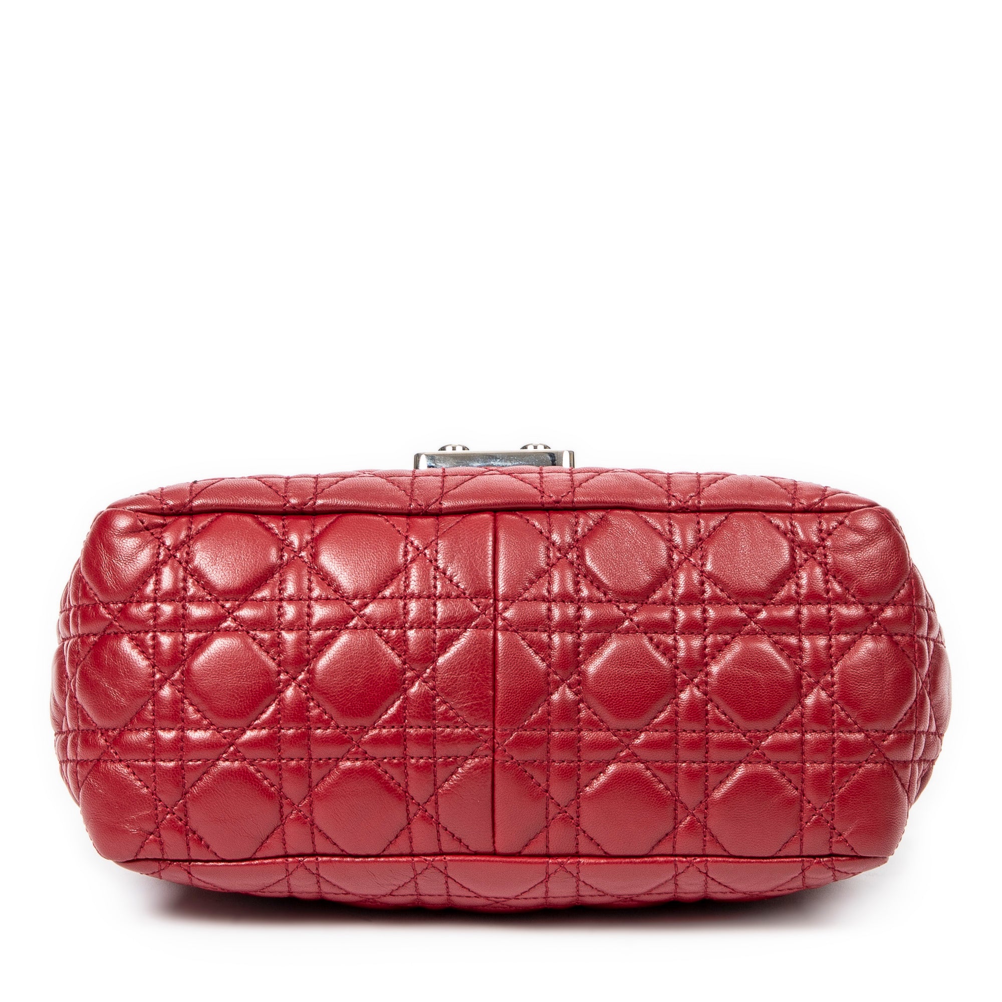 Bolso de hombro New Lock Flap Chain Bag de piel de cordero roja Cannage