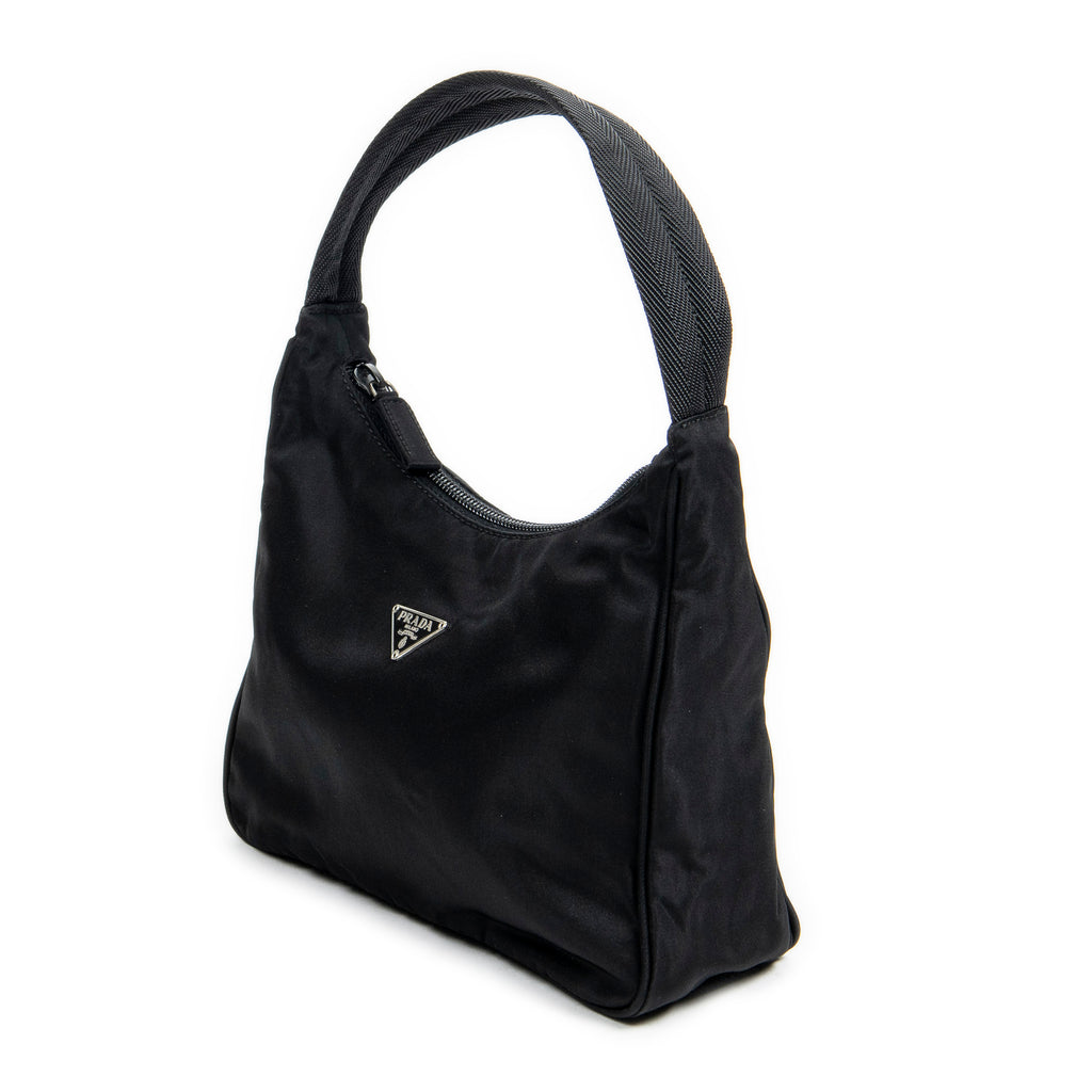Shoulder Bag Mini Hobo Pochette Black Nylon Canvas