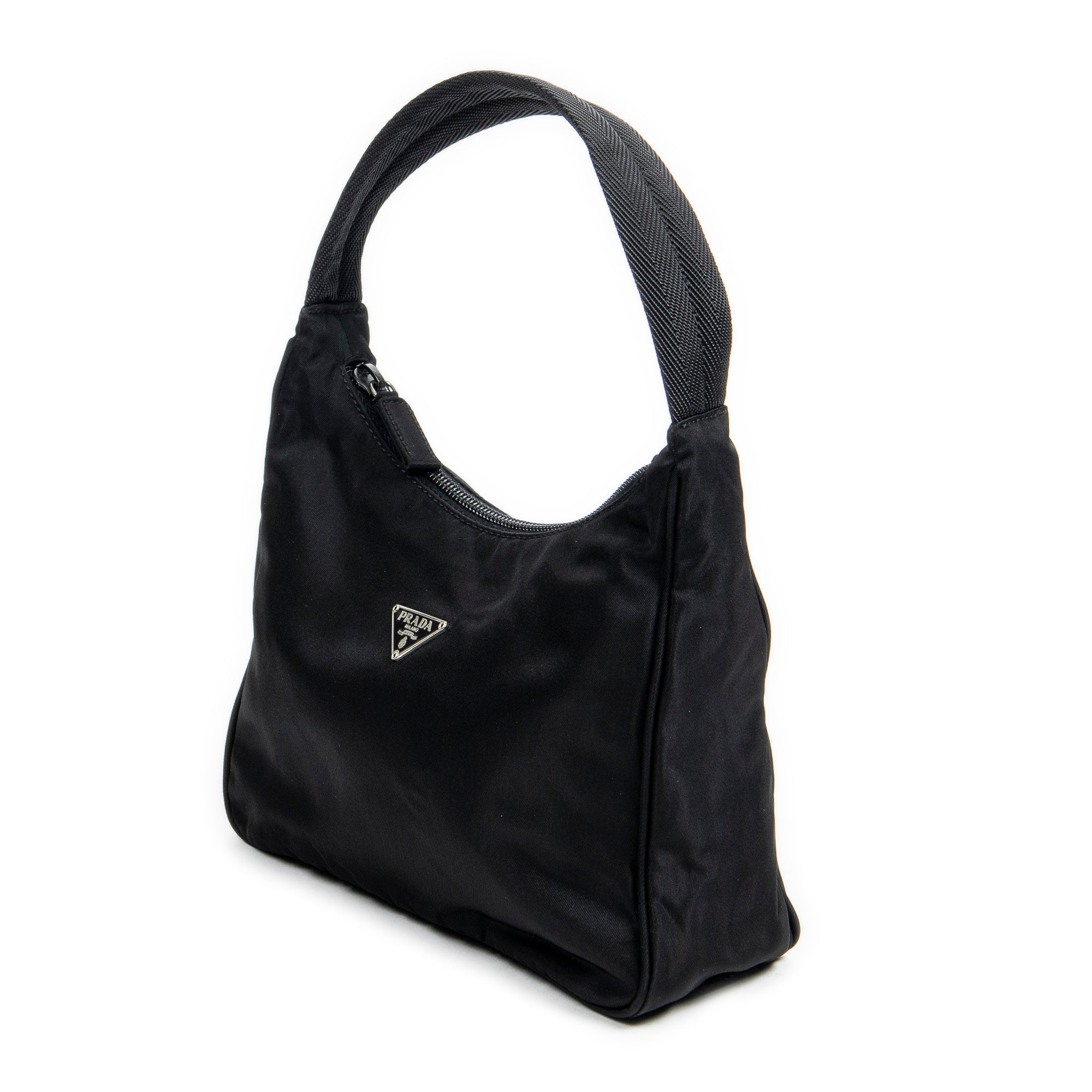 Shoulder Bag Mini Hobo Pochette Black Nylon Canvas