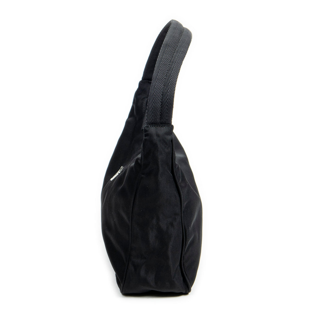 Shoulder Bag Mini Hobo Pochette Black Nylon Canvas