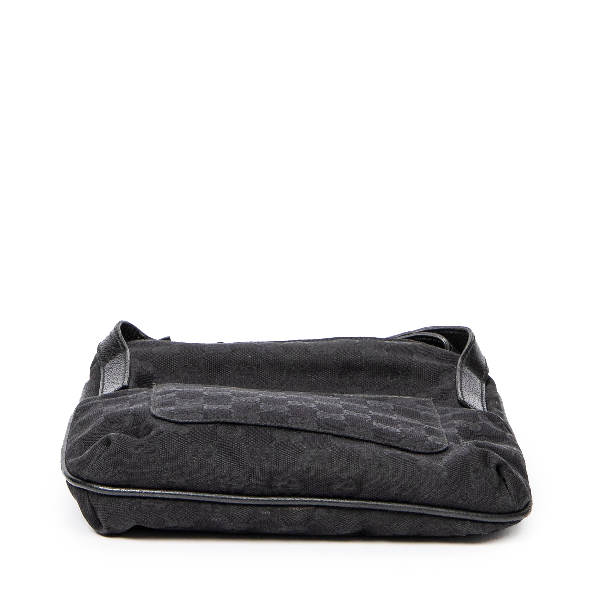 Shoulder Bag Front Slip Pocket Crossbody Black Monogrammed Canvas