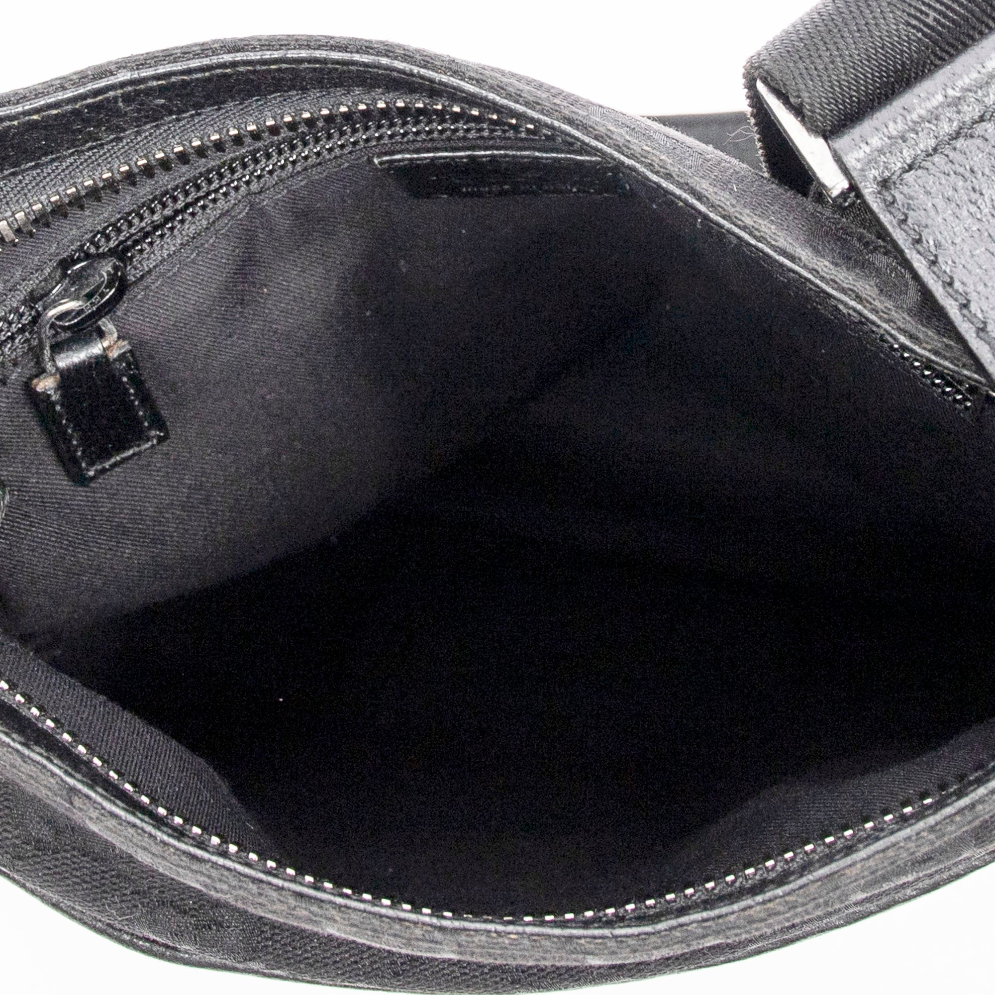 Shoulder Bag Front Slip Pocket Crossbody Black Monogrammed Canvas