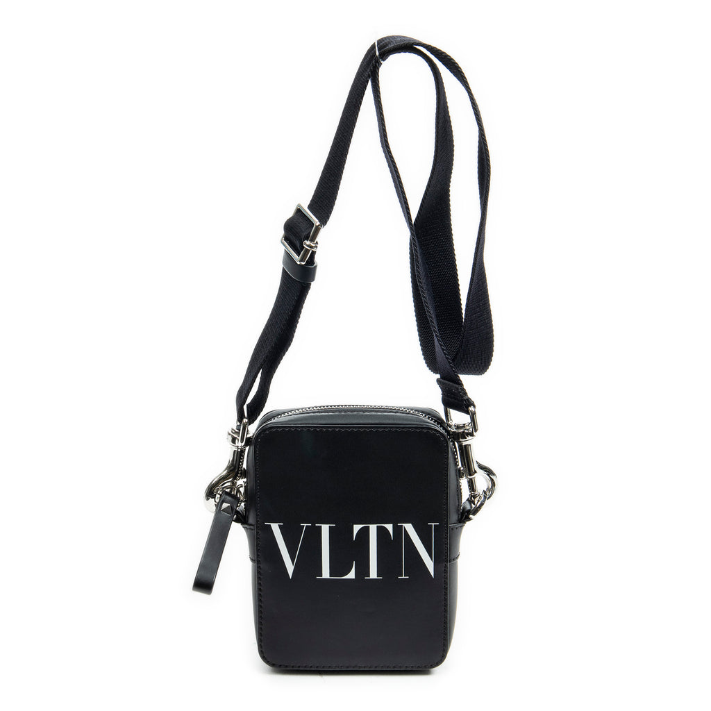 Shoulder Bag VLTN Small Crossbody Black Logo Print Smooth Calfskin Leather