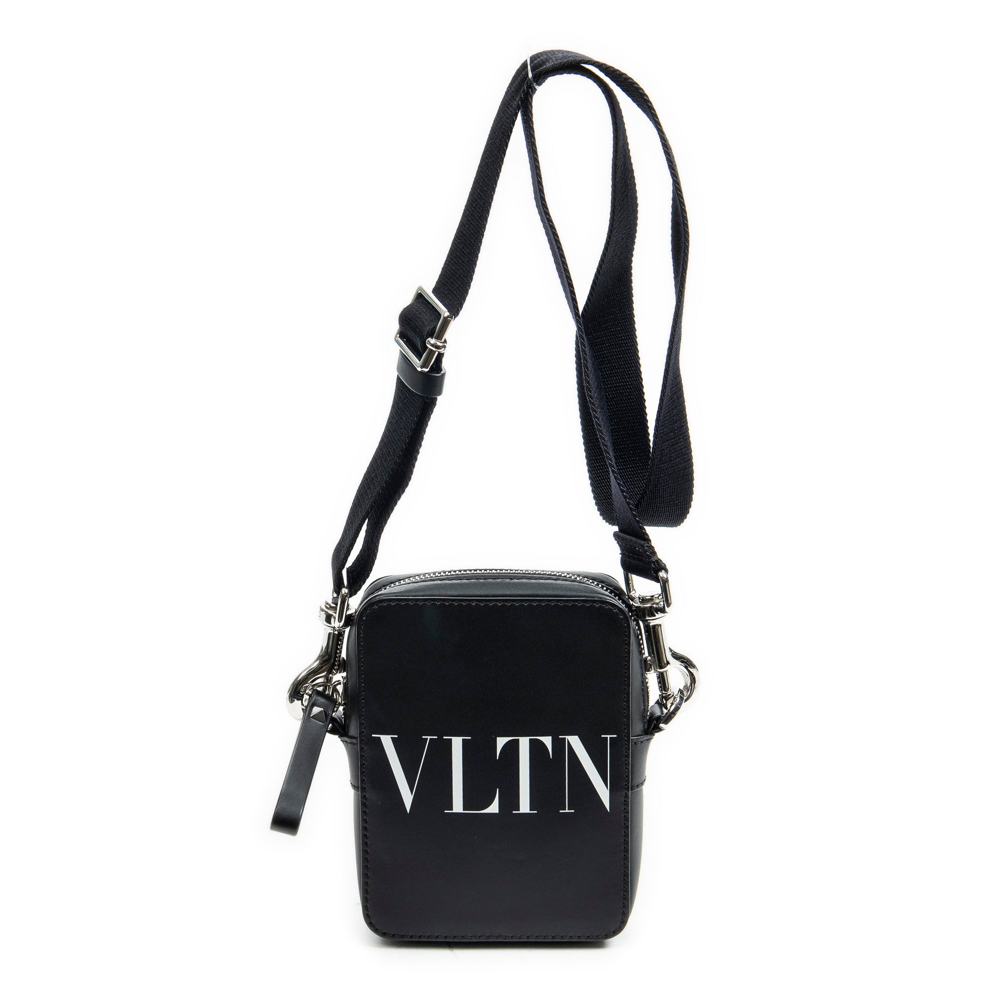 Shoulder Bag VLTN Small Crossbody Black Logo Print Smooth Calfskin Leather