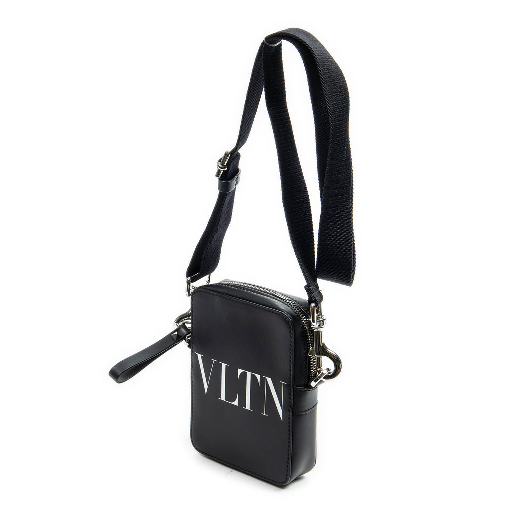Shoulder Bag VLTN Small Crossbody Black Logo Print Smooth Calfskin Leather