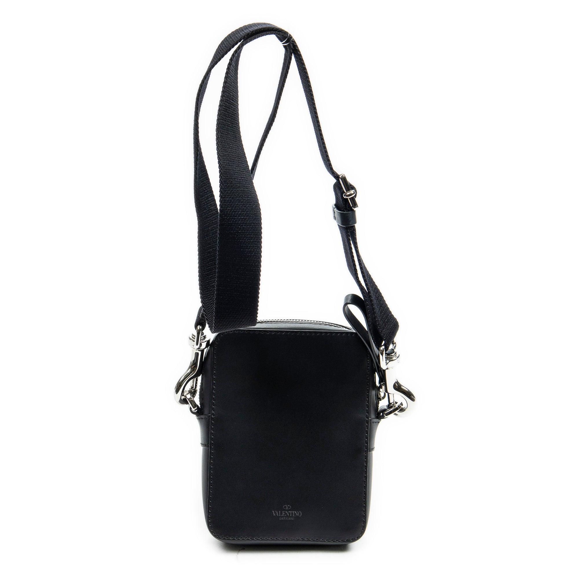 Shoulder Bag VLTN Small Crossbody Black Logo Print Smooth Calfskin Leather