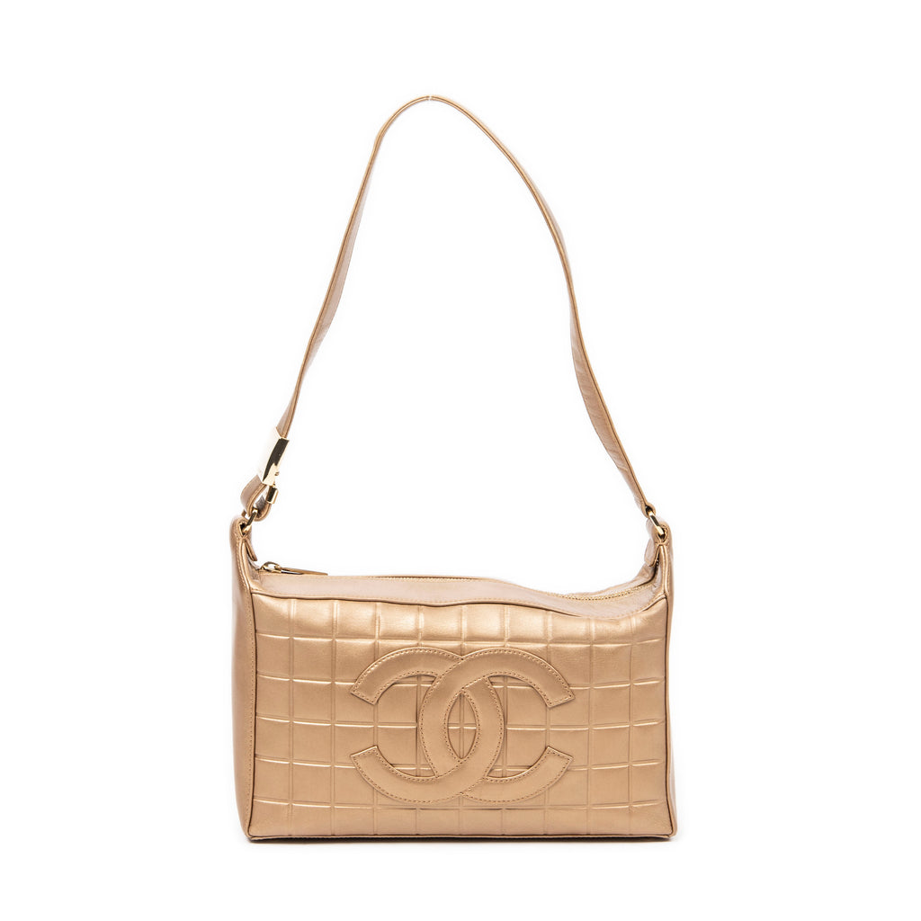 Shoulder Bag CC Choco Bar Shoulder Bag Gold Choco Bar Quilted Lambskin Leather