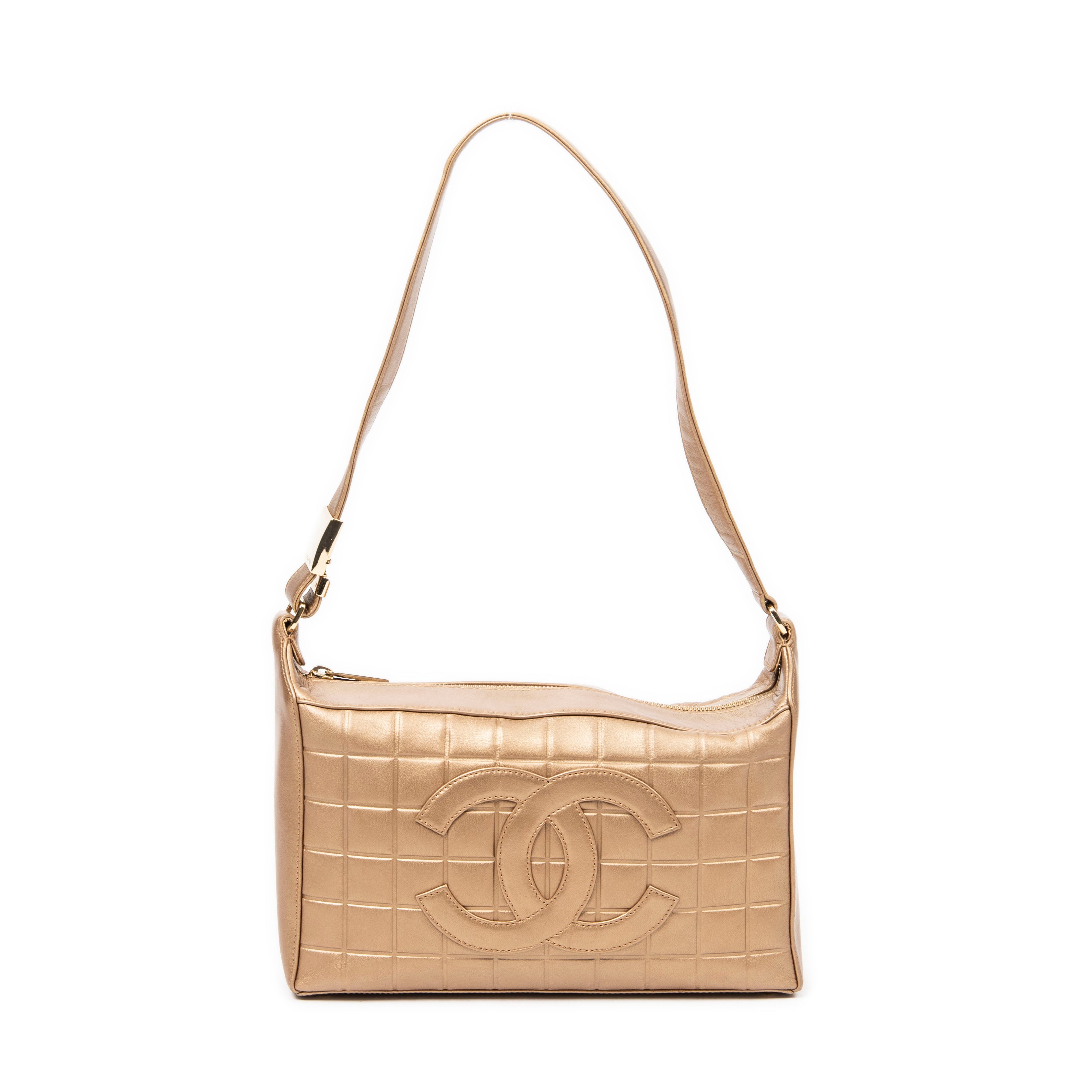 Shoulder Bag CC Choco Bar Shoulder Bag Gold Choco Bar Quilted Lambskin Leather