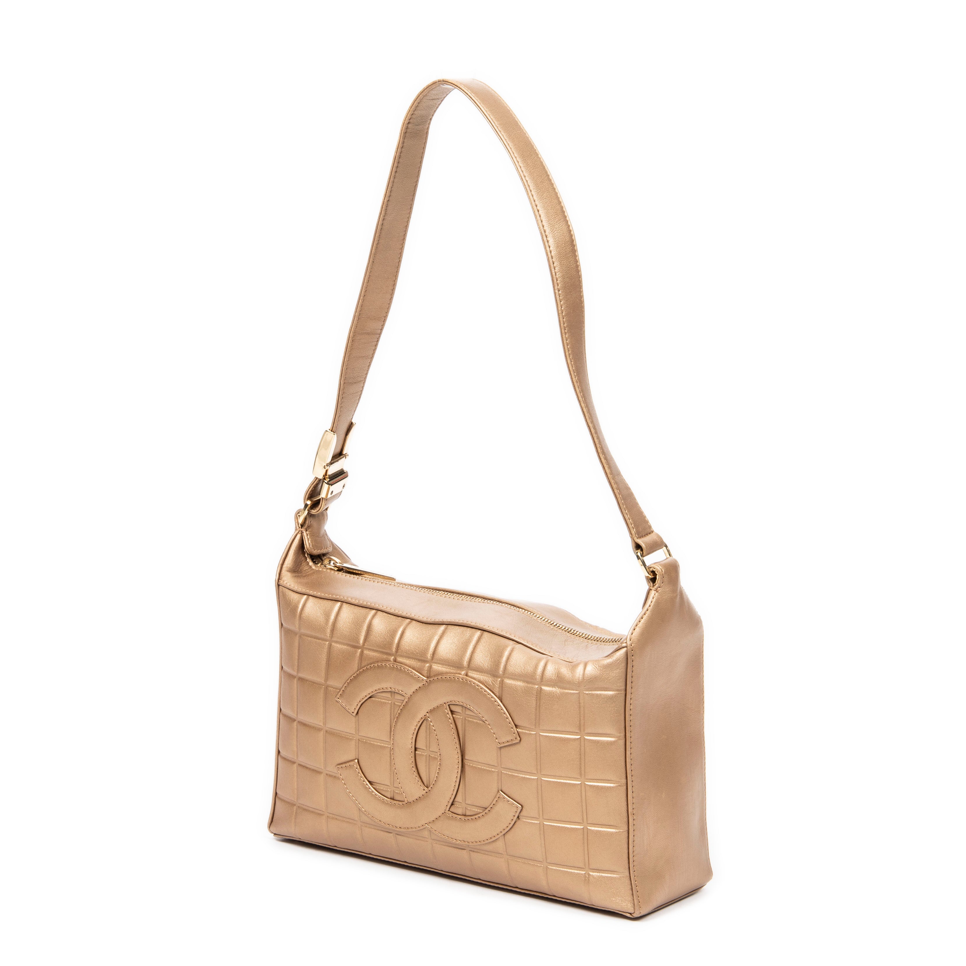 Shoulder Bag CC Choco Bar Shoulder Bag Gold Choco Bar Quilted Lambskin Leather