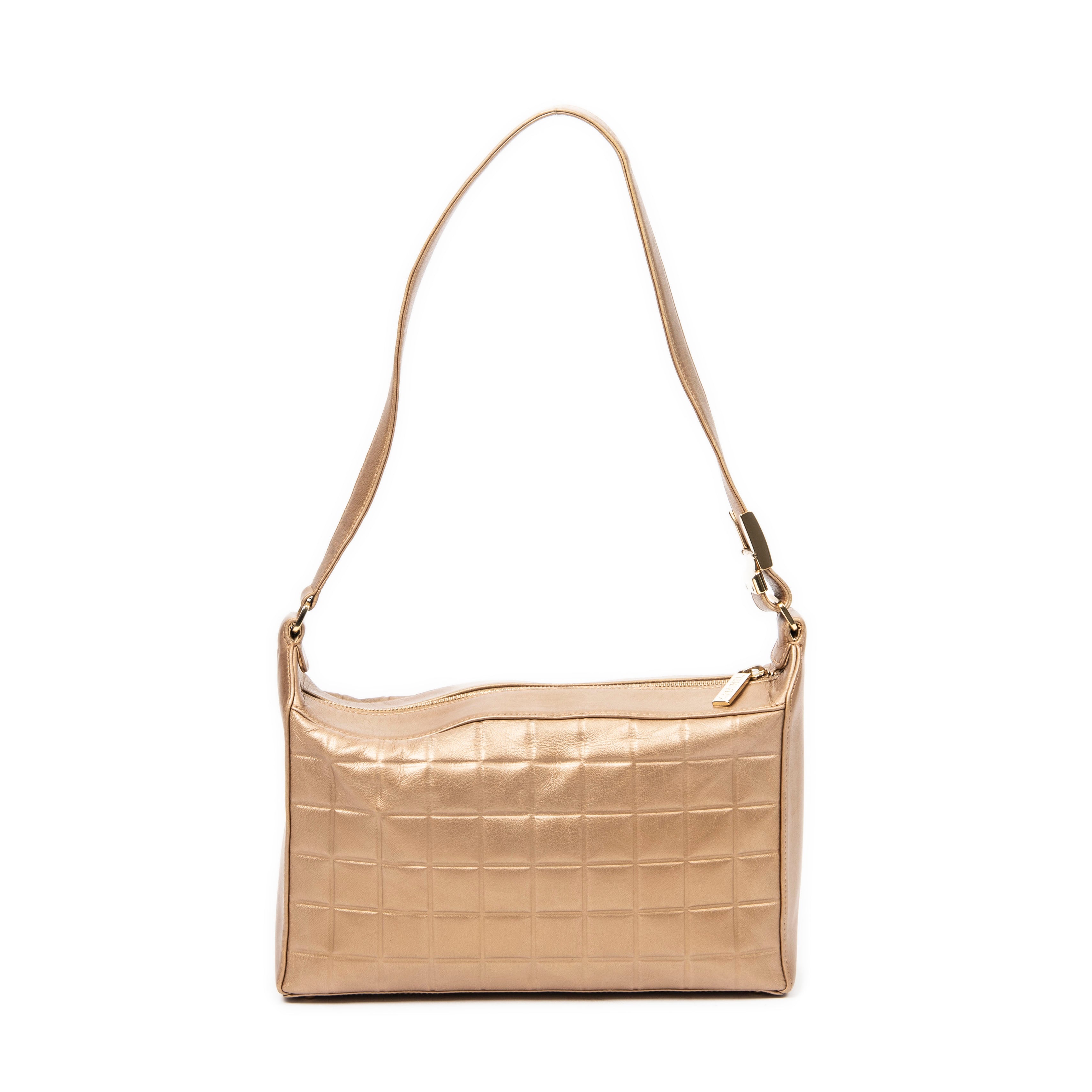 Shoulder Bag CC Choco Bar Shoulder Bag Gold Choco Bar Quilted Lambskin Leather
