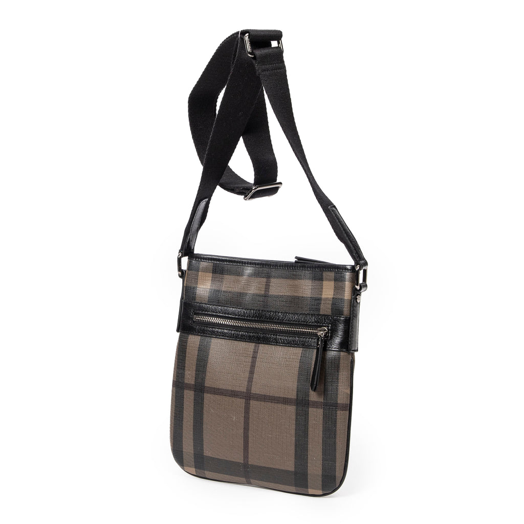 Bandolera Pequeña con Cremallera, Gris Ahumado, Lona Revestida