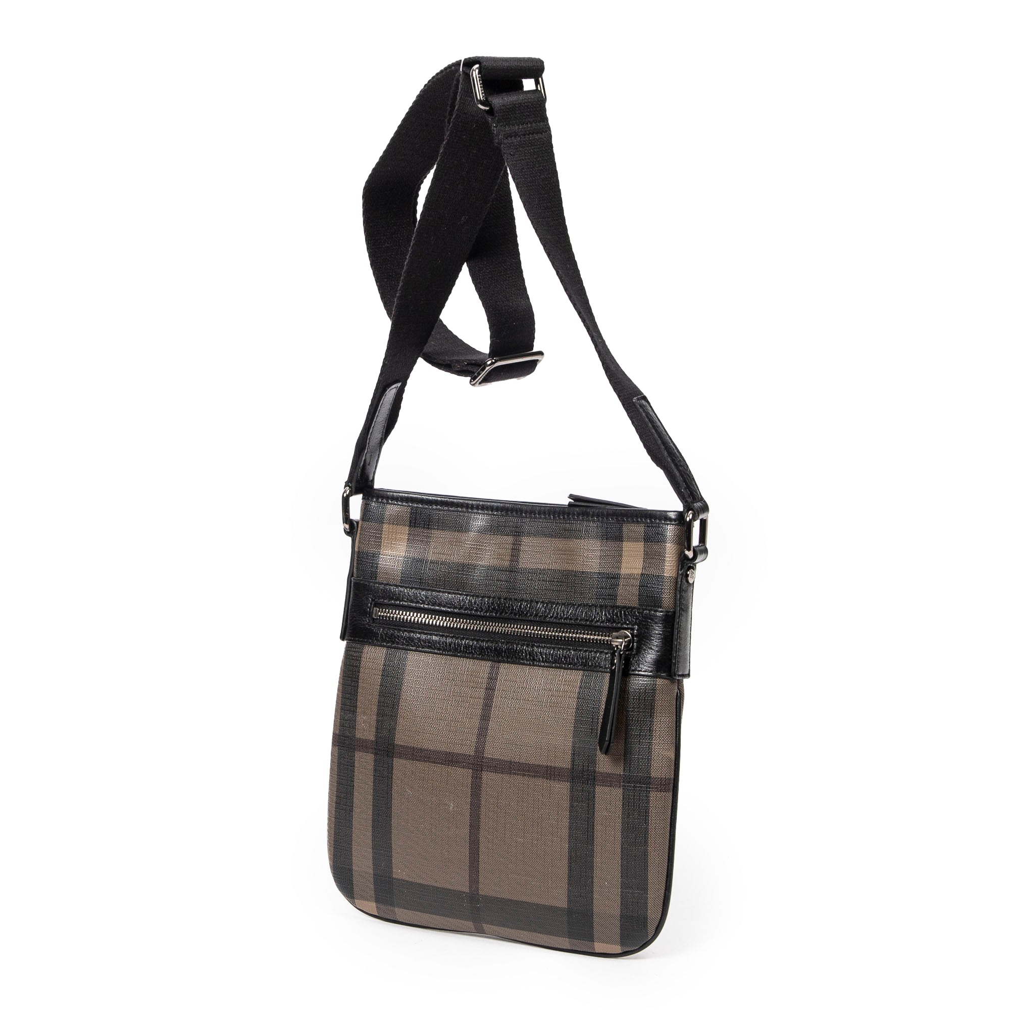 Shoulder Bag Small Zip Messenger Grey Smoked Trench Coated Canvas