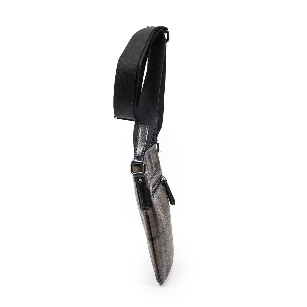 Bandolera Pequeña con Cremallera, Gris Ahumado, Lona Revestida