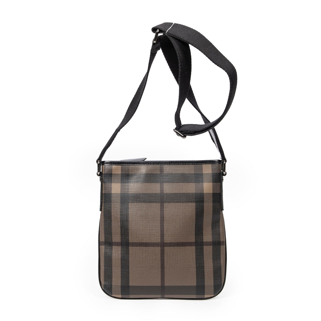Bandolera Pequeña con Cremallera, Gris Ahumado, Lona Revestida