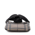Bandolera Pequeña con Cremallera, Gris Ahumado, Lona Revestida