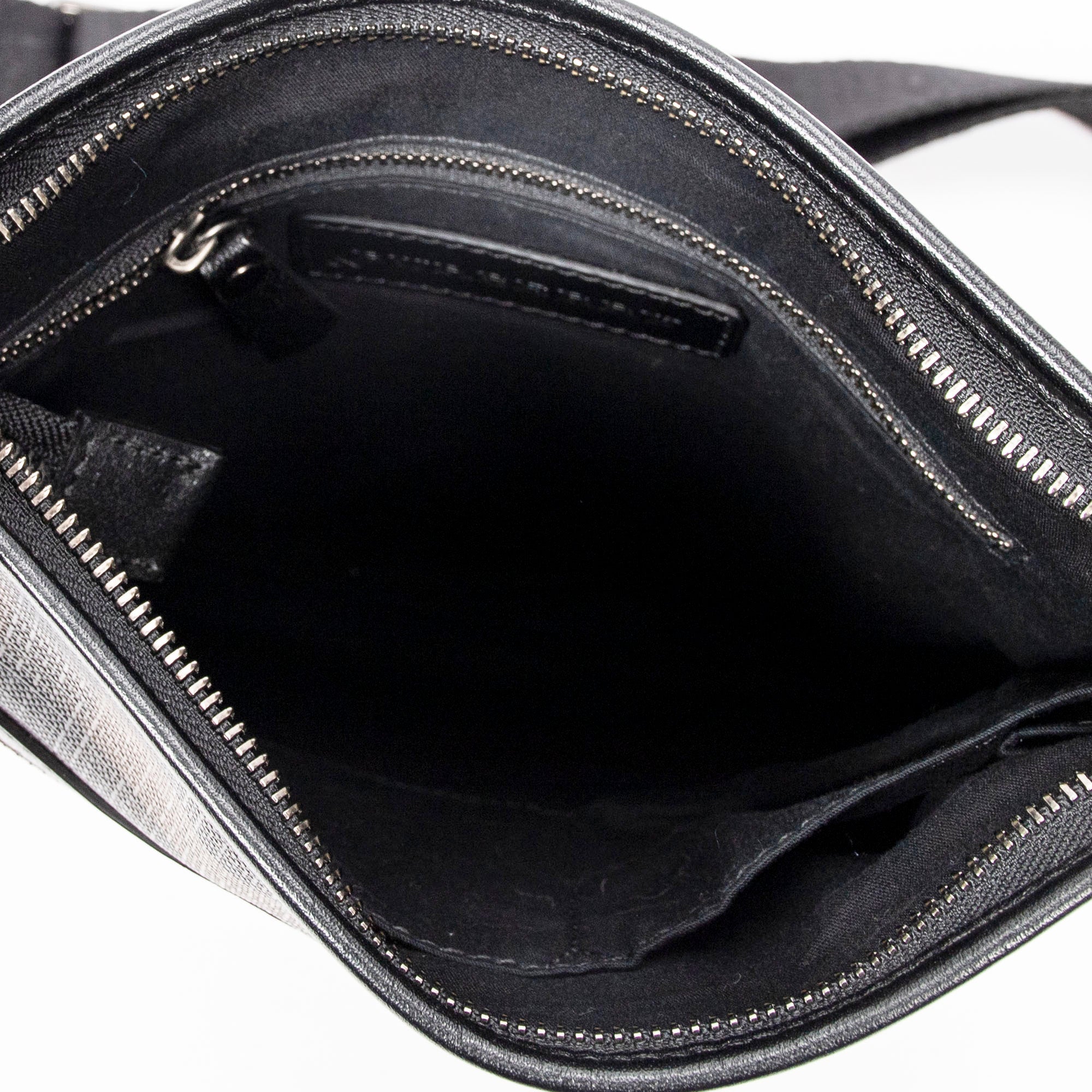 Bandolera Pequeña con Cremallera, Gris Ahumado, Lona Revestida