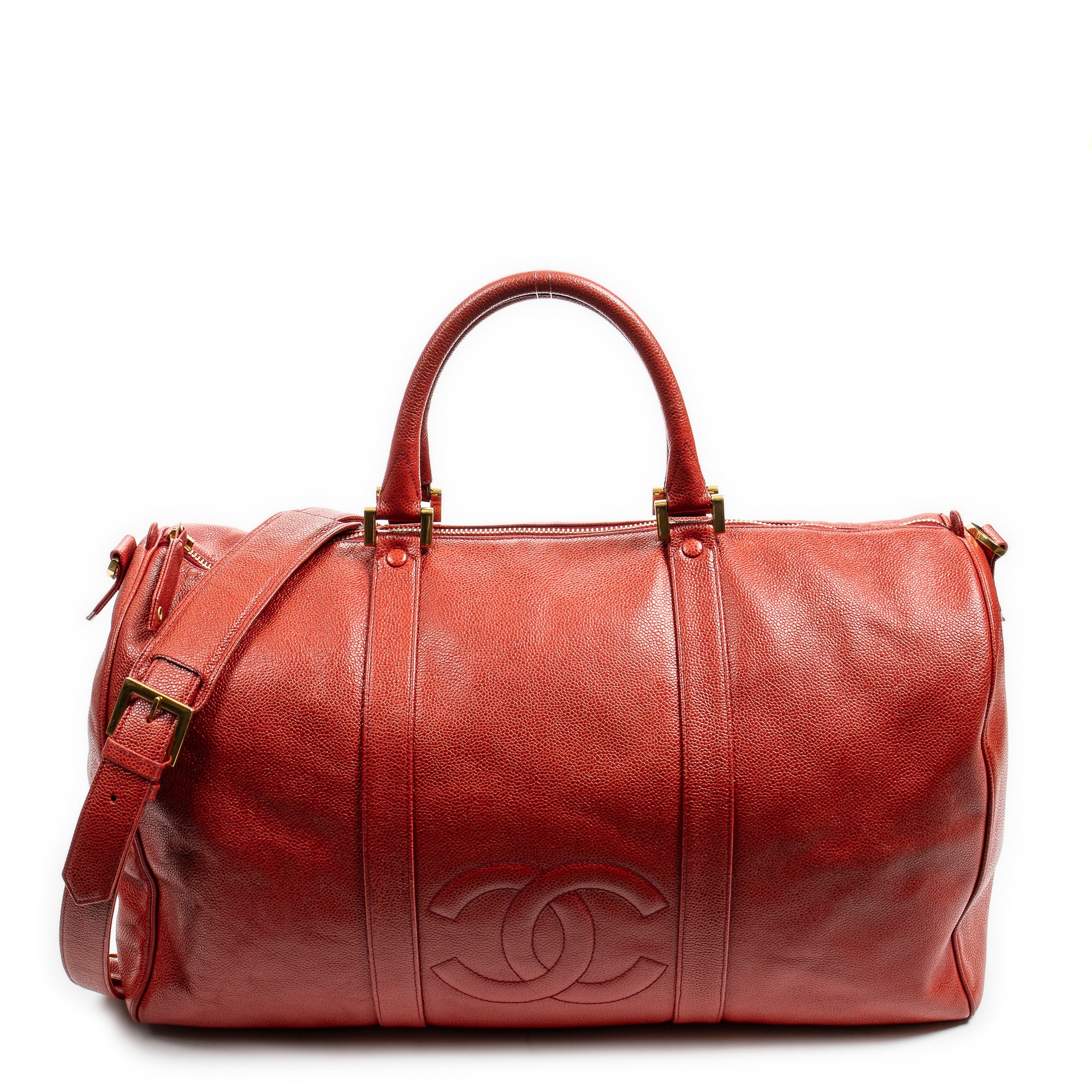 Travel Bag CC Timeless Large Boston Red Caviar Leather