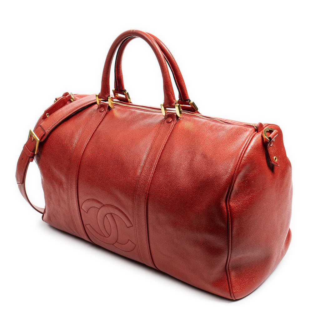 Travel Bag CC Timeless Large Boston Red Caviar Leather