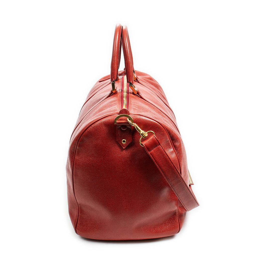 Travel Bag CC Timeless Large Boston Red Caviar Leather