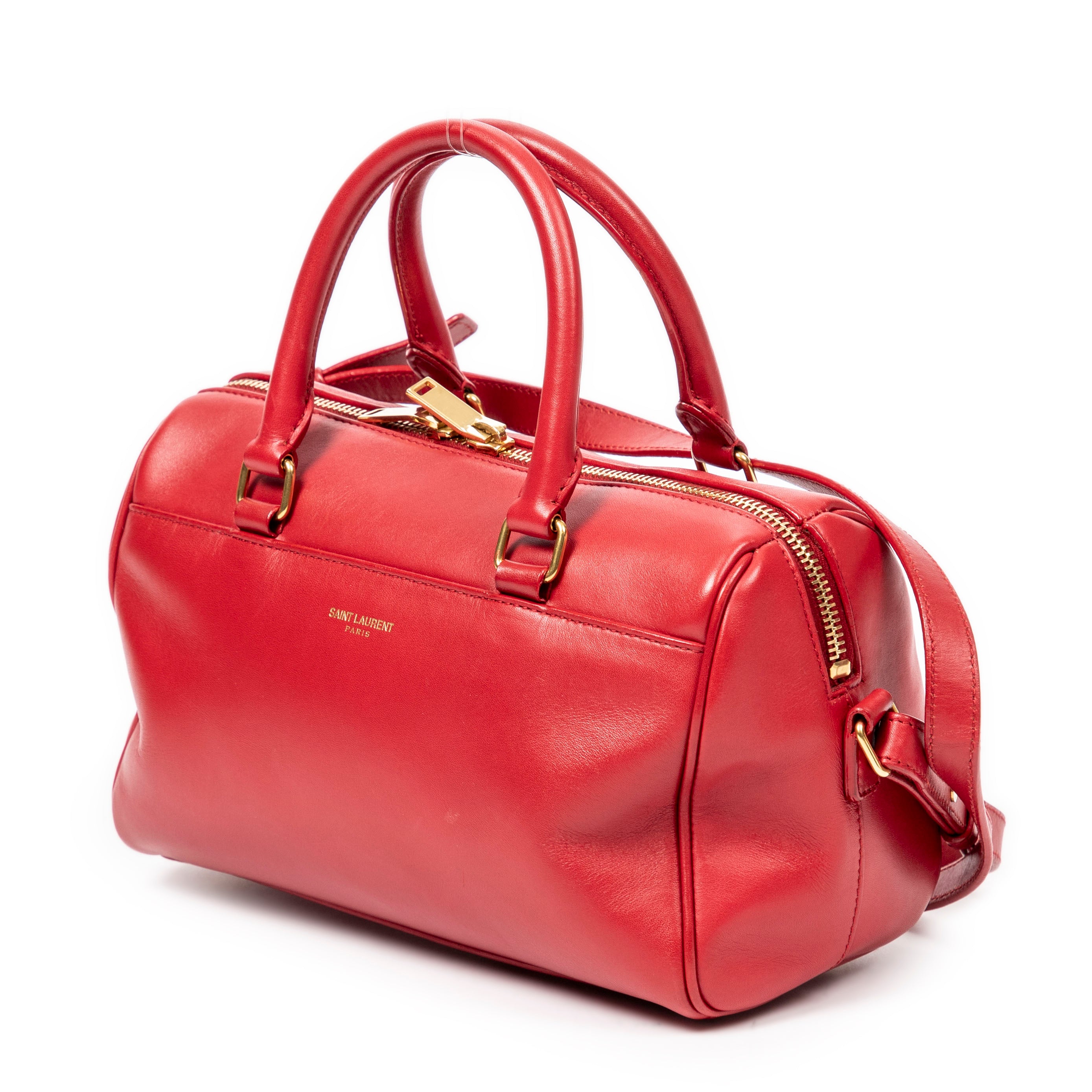Shoulder Bag Baby Duffle Red Calfskin Leather
