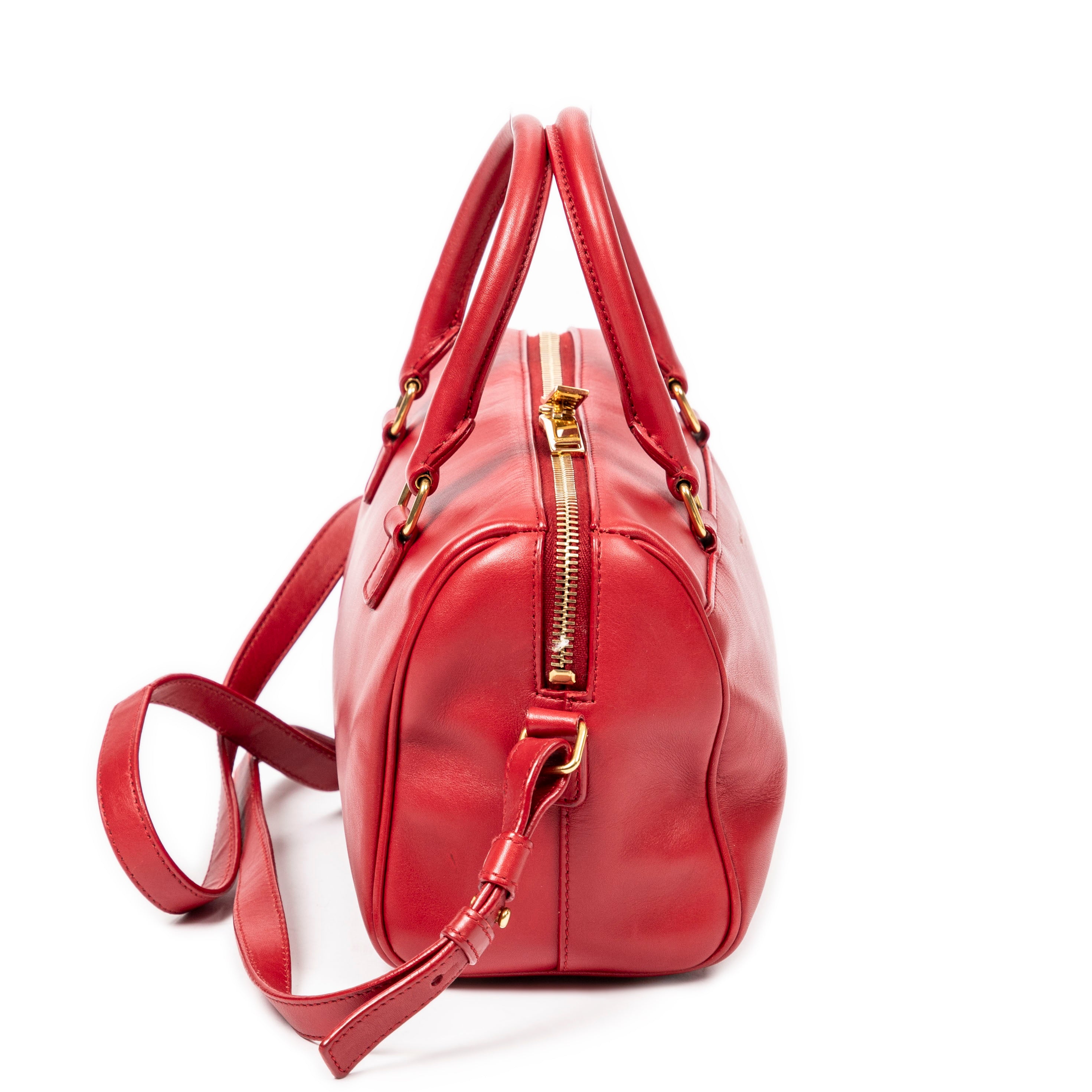 Shoulder Bag Baby Duffle Red Calfskin Leather