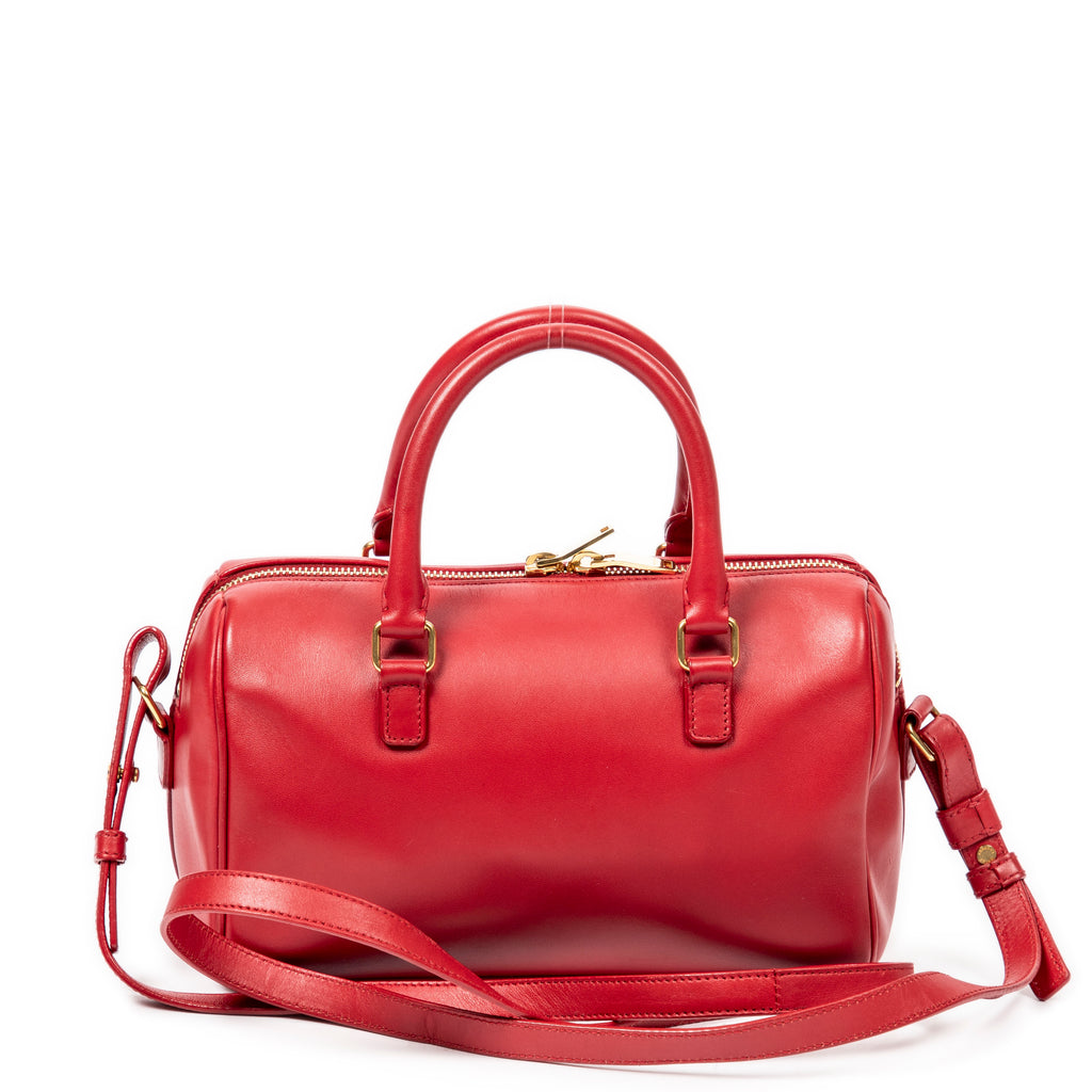 Shoulder Bag Baby Duffle Red Calfskin Leather