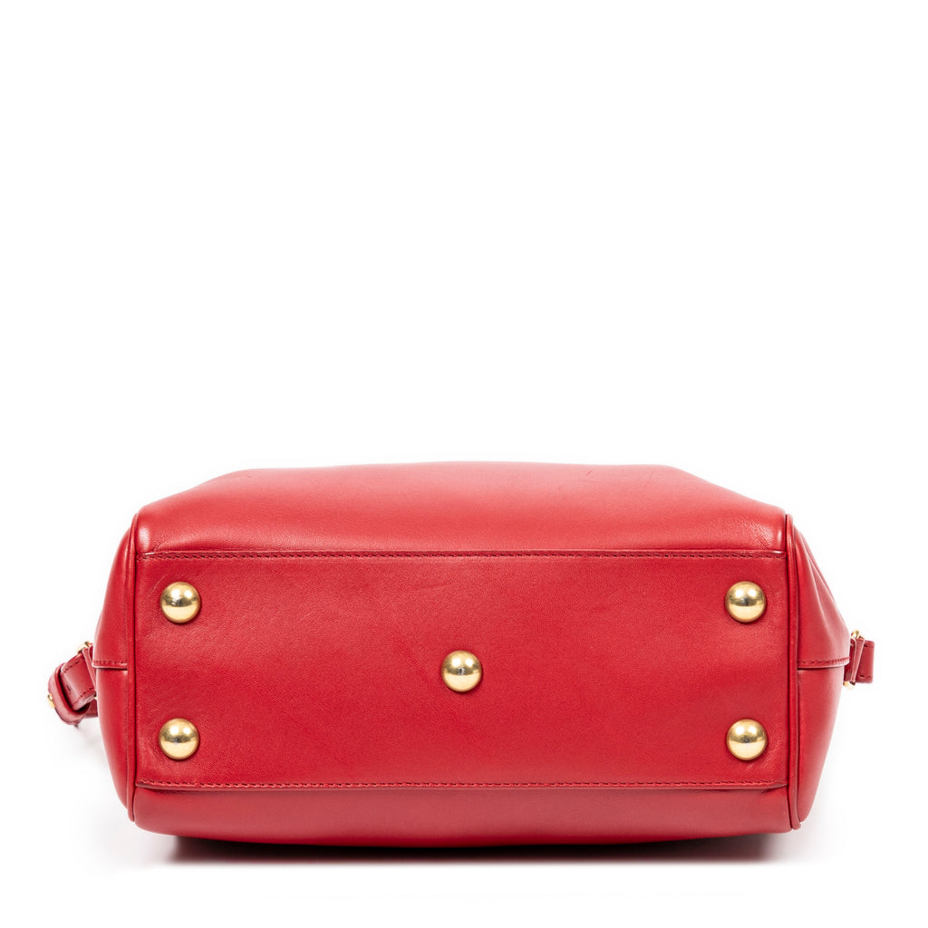 Shoulder Bag Baby Duffle Red Calfskin Leather