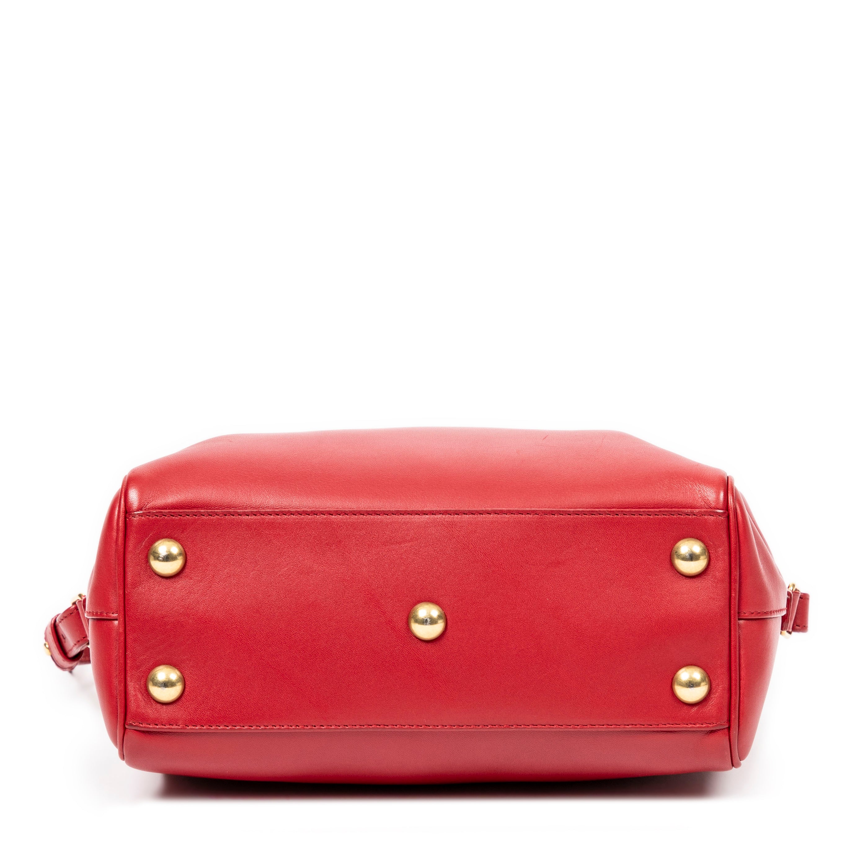 Shoulder Bag Baby Duffle Red Calfskin Leather