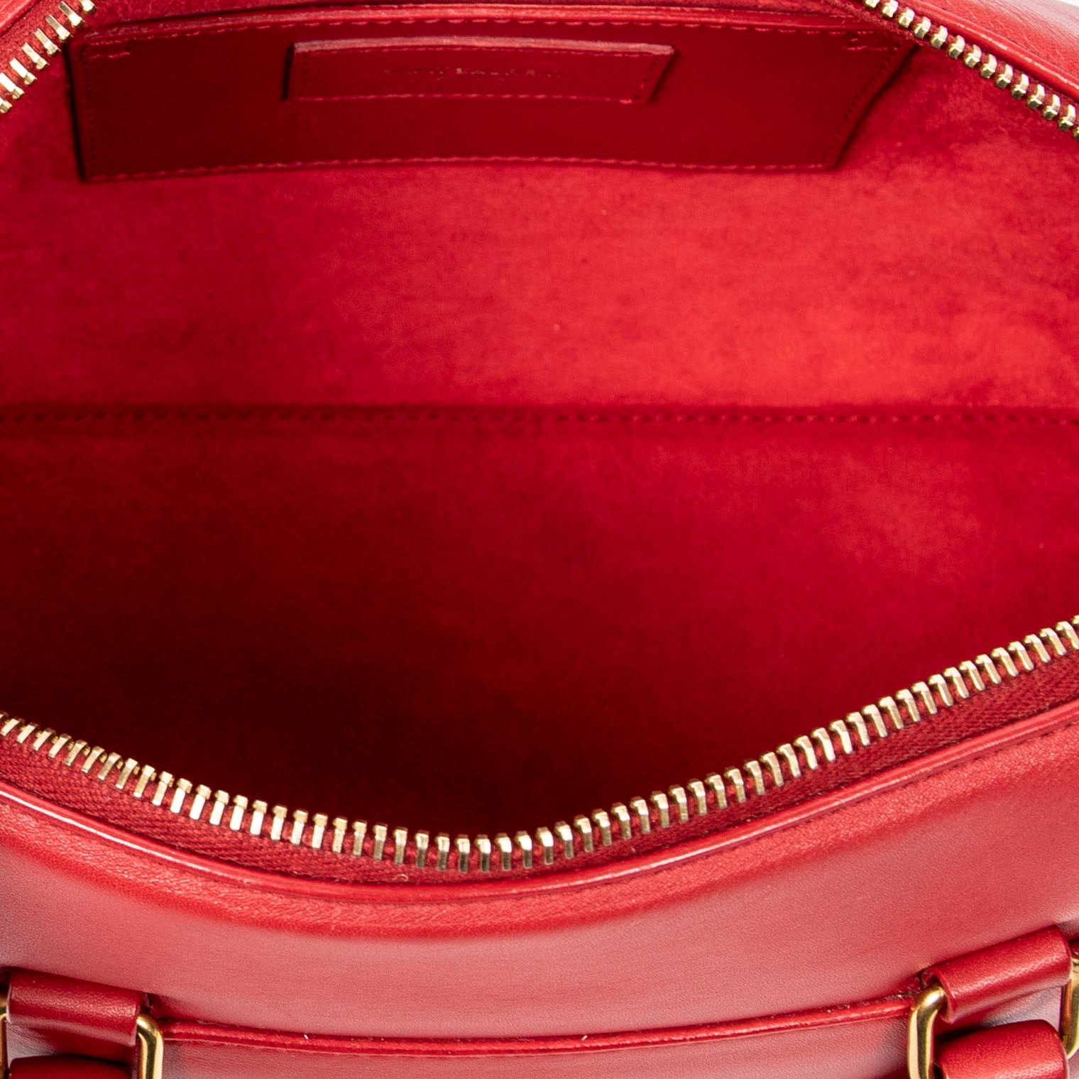 Shoulder Bag Baby Duffle Red Calfskin Leather