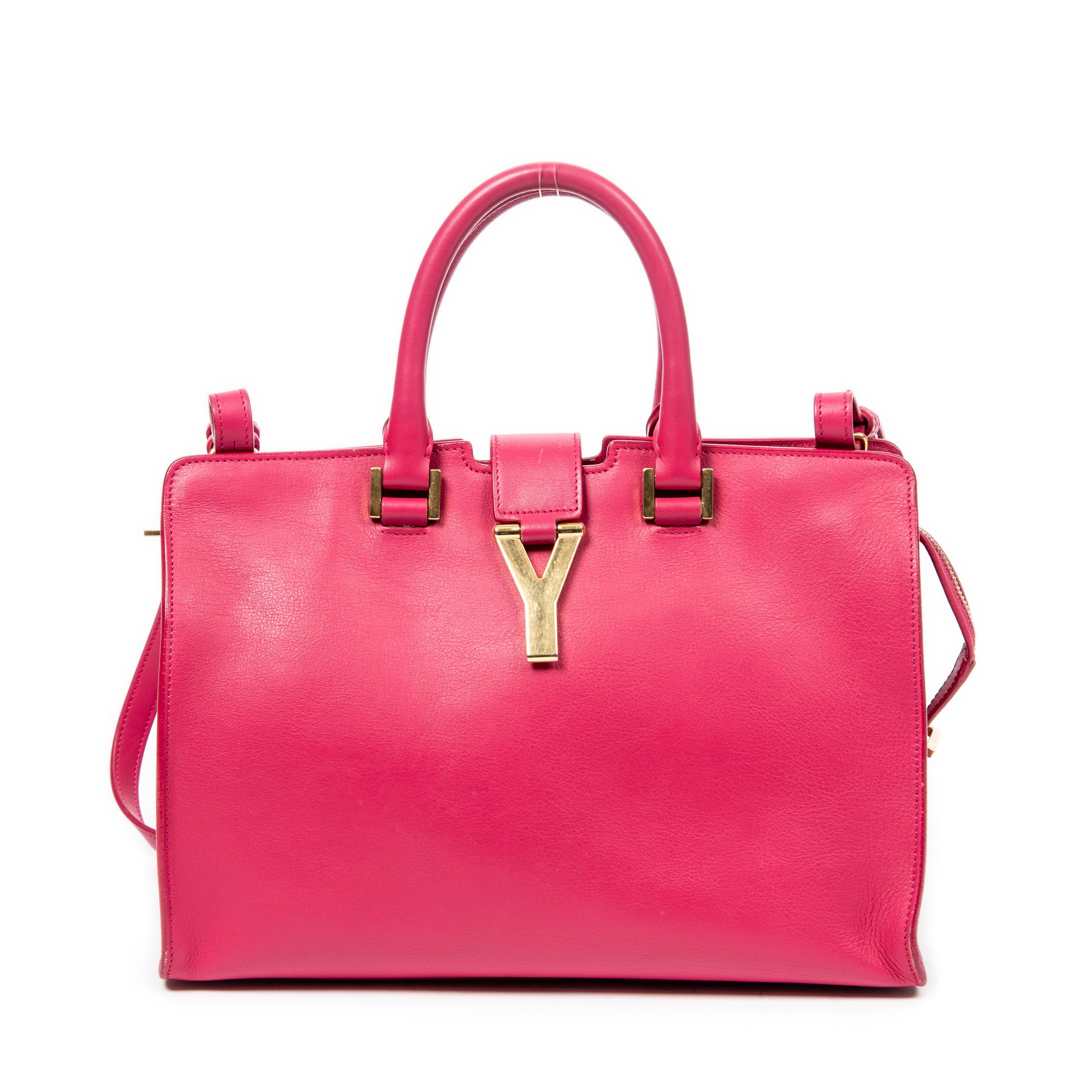 Shoulder Bag Small Classic Y Cabas Fuchsia Calfskin Leather