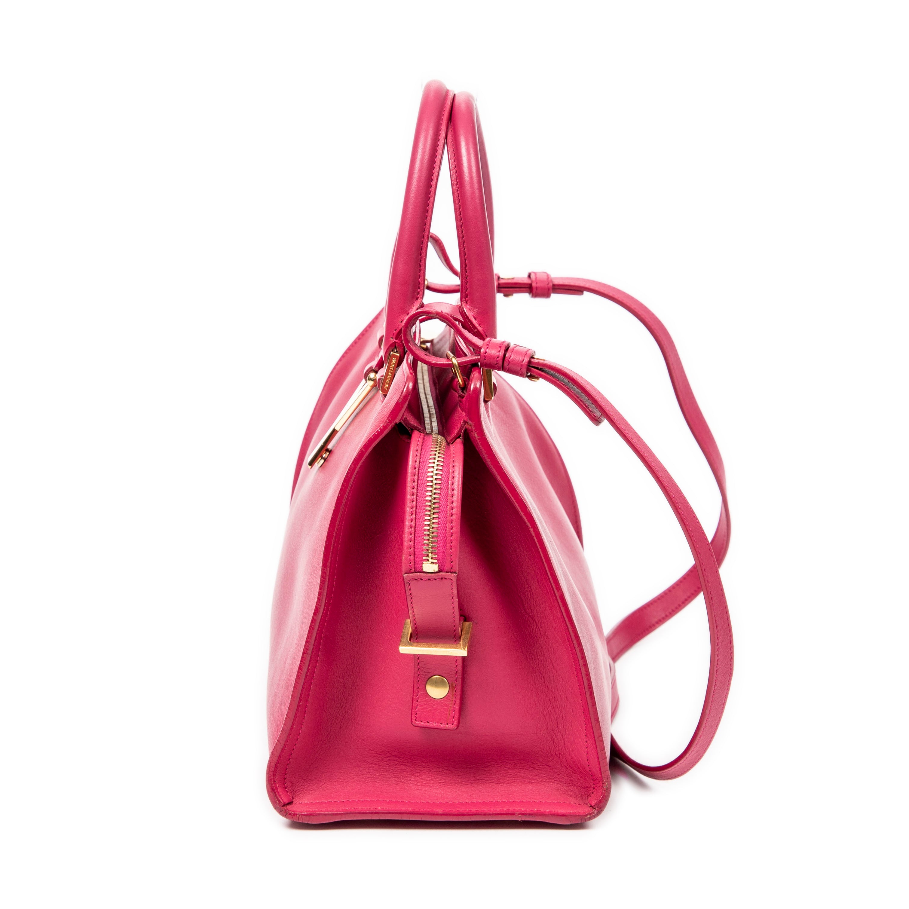 Shoulder Bag Small Classic Y Cabas Fuchsia Calfskin Leather