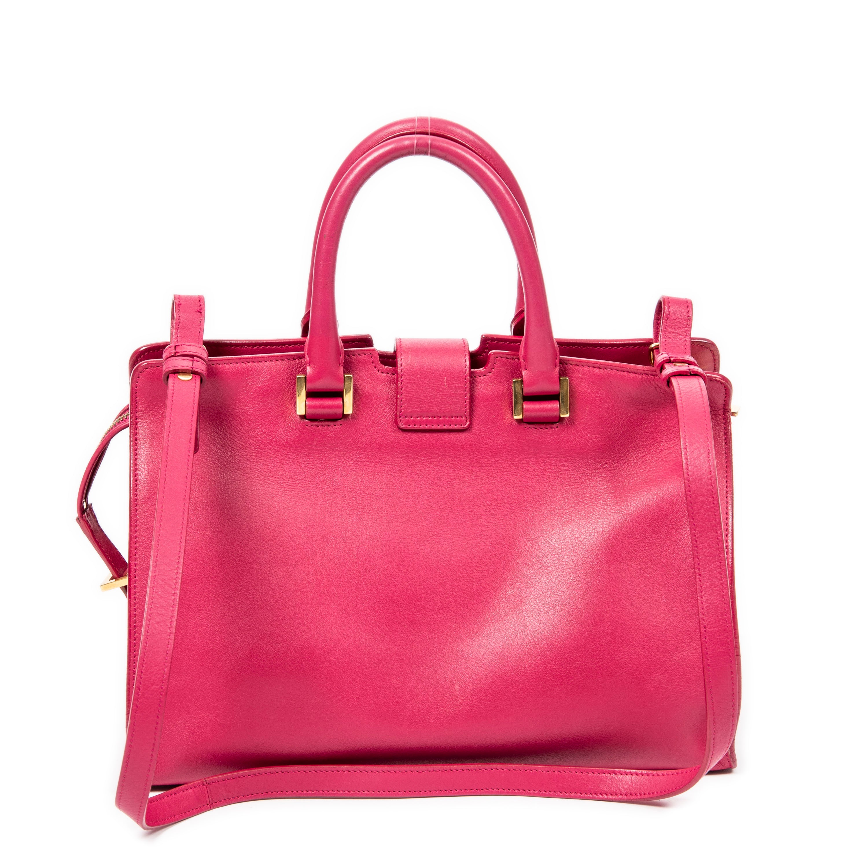 Shoulder Bag Small Classic Y Cabas Fuchsia Calfskin Leather
