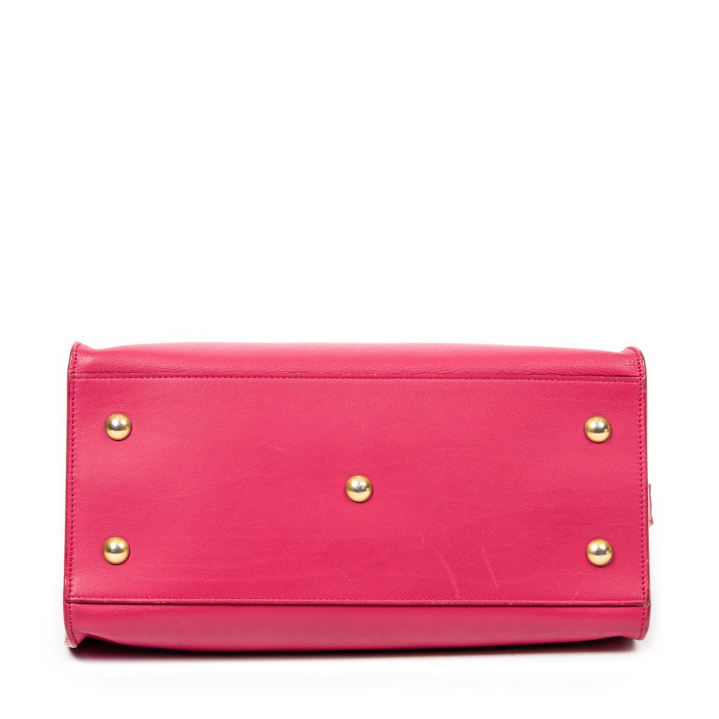 Shoulder Bag Small Classic Y Cabas Fuchsia Calfskin Leather