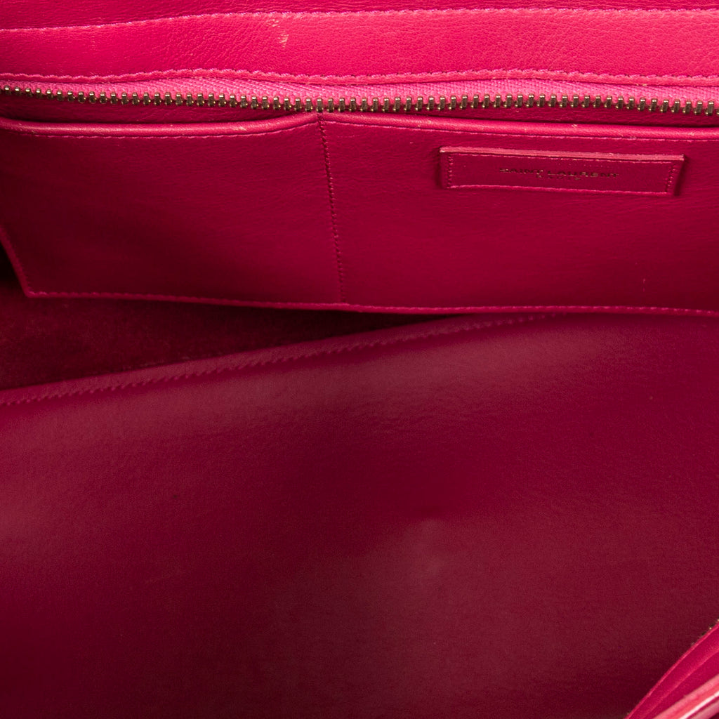 Shoulder Bag Small Classic Y Cabas Fuchsia Calfskin Leather