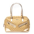 Shoulder Bag Front Zipper Boston Gold Monogrammed Canvas