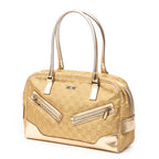 Shoulder Bag Front Zipper Boston Gold Monogrammed Canvas