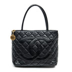 Shoulder Bag CC Timeless Medallion Tote Black Quilted Caviar Leather