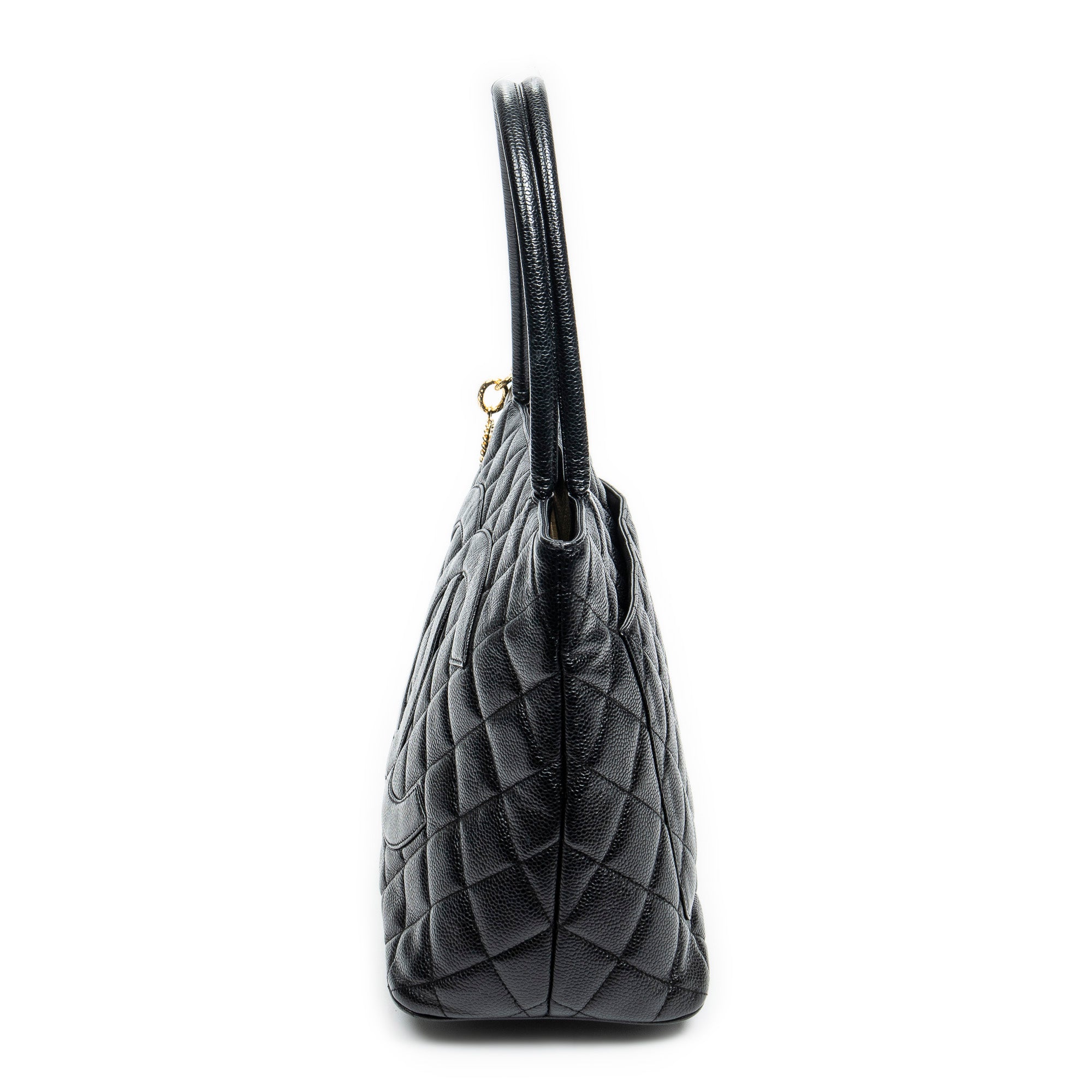 Shoulder Bag CC Timeless Medallion Tote Black Quilted Caviar Leather