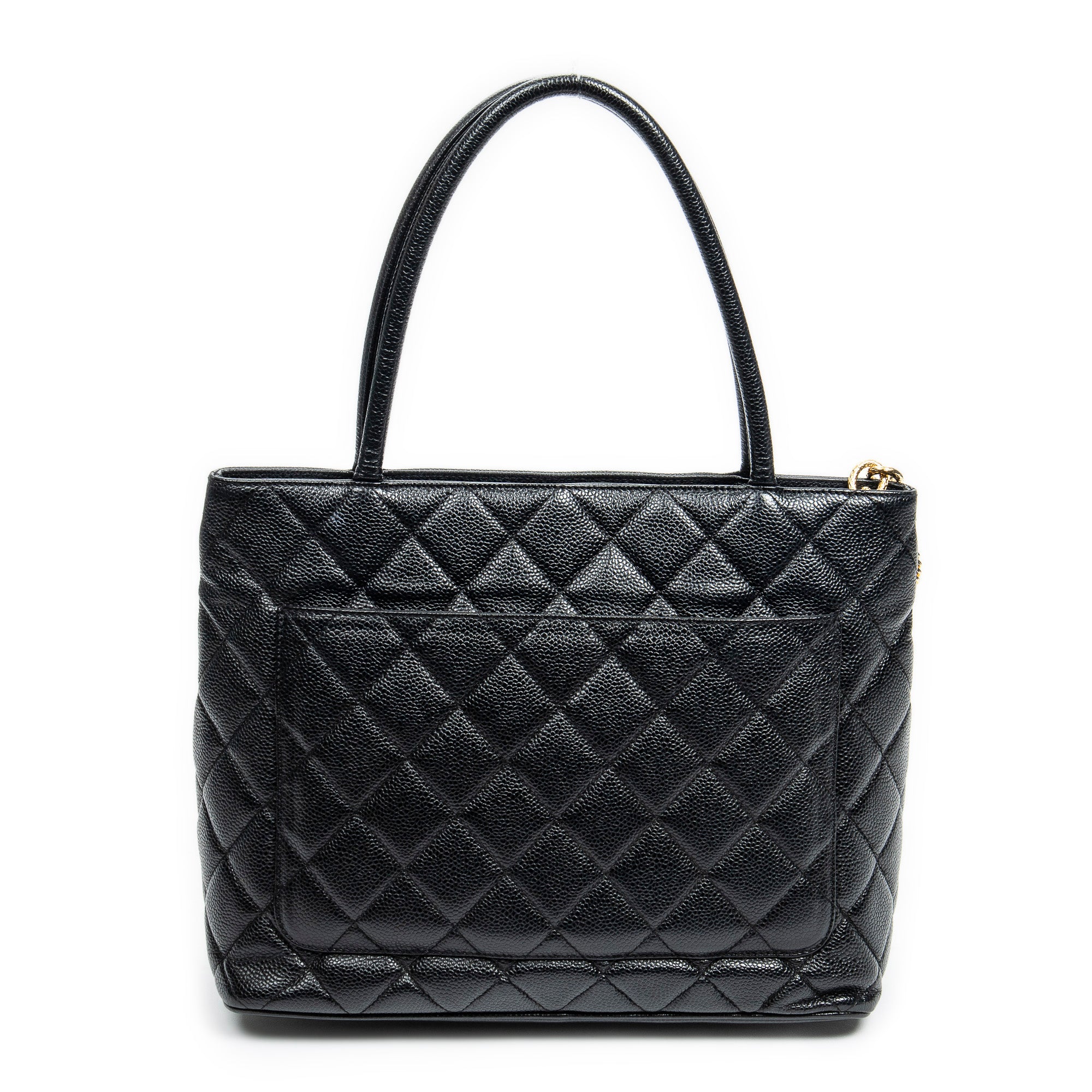 Shoulder Bag CC Timeless Medallion Tote Black Quilted Caviar Leather