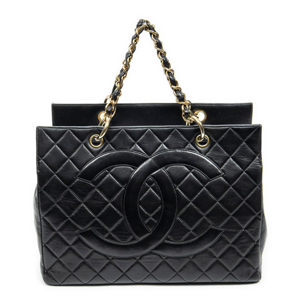 Shoulder Bag CC Grand Shopping Tote Black Quilted Lambskin Leather