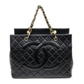 Shoulder Bag CC Grand Shopping Tote Black Quilted Lambskin Leather