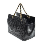 Shoulder Bag CC Grand Shopping Tote Black Quilted Lambskin Leather