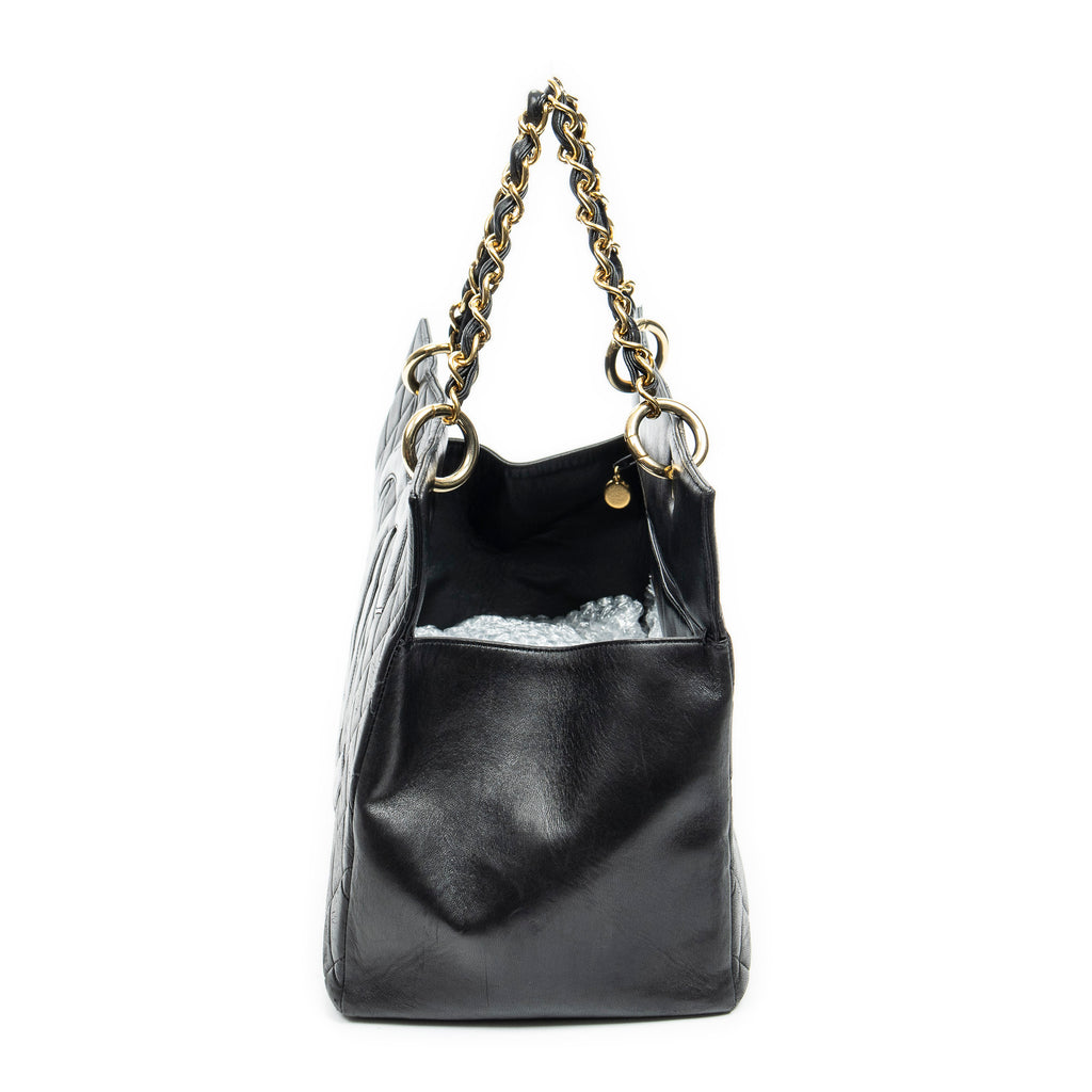 Shoulder Bag CC Grand Shopping Tote Black Quilted Lambskin Leather