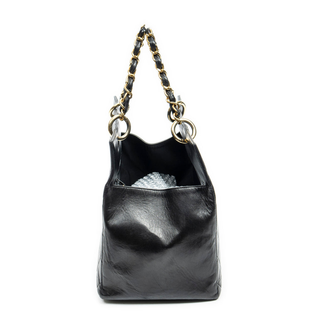 Shoulder Bag CC Grand Shopping Tote Black Quilted Lambskin Leather