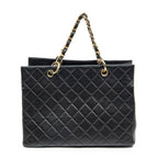 Shoulder Bag CC Grand Shopping Tote Black Quilted Lambskin Leather