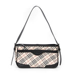 Bolso de Hombro Rectangular con Cremallera Lona Nova Check Beige