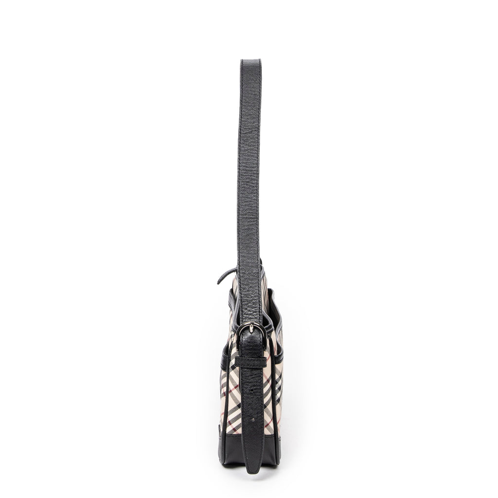 Bolso de Hombro Rectangular con Cremallera Lona Nova Check Beige